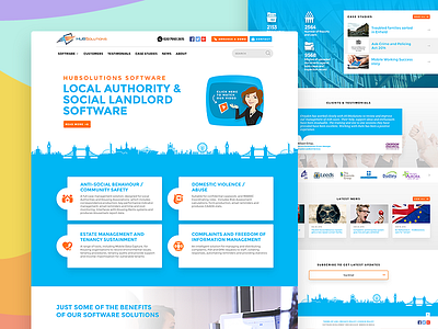 Hub Solution Software 2d colorful hub solution software landing page saas service software ui