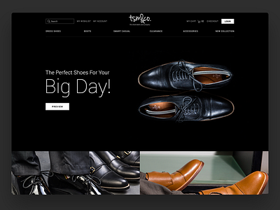 TSM&CO - The Shoe Maker black clean dark design ecommerce minimal online store shoe store ui website wedding