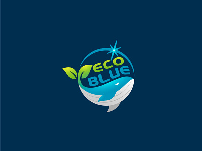 EcoBlue logo design boat creative eco natural sea whale leaf logo design whale logo