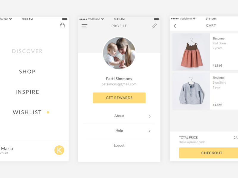 Kide iOS ui ux fashion shop minimal ios interface ecommerce mobile