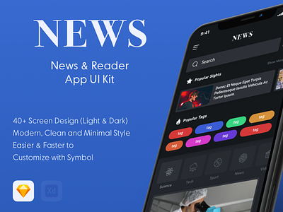 News & Reader Mobile App Ui Kit blog app mobile news app mobile reader app news app news app sketch news app ui news ui news ux reader app reader app sketch ui kit