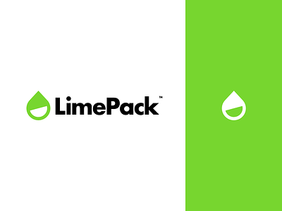 Limepack brand brand identity branding design drop friendly happy hidden meaning icon identity illustration lime logo logodesign logotype mark negative space paint smiley vector