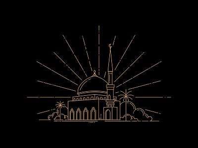 line art mosque arabic design dome flat icon illustration islamic line line art lineart logo minimal monoline mosque outline ramadan ramadhan sketch vector