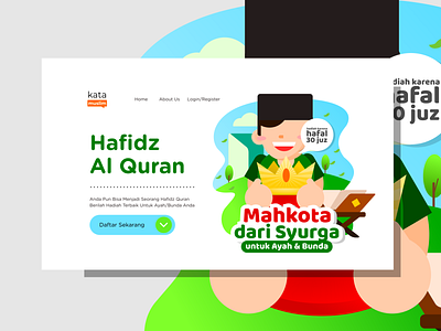 Hafidz Quran Kids Flat Design Illustrations alquran banner banner design design flat fun hafidz happy illustration islamic kids moslem ui ux webbanner website