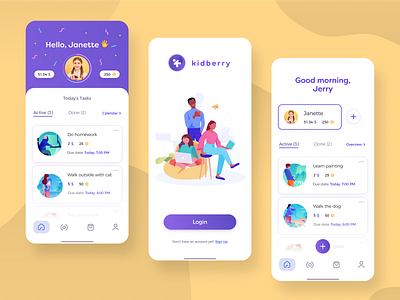 KidBerry app illustrations kids task manager