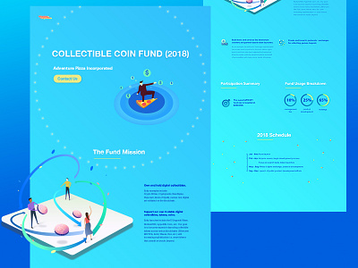 Crowdfunding landing page bitcoin blockchain blue clean coin collectibles crypto cryptocurrency fund illustration landingpage