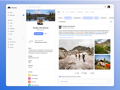 Odyssey - User Profile app branding design hiking outdoors product profile ui user profile ux