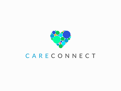 CareConnect Logo clean healthcare heart identity logo rorschach