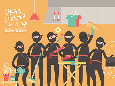 The Way Of The Ninja birthday card flat vector illustration