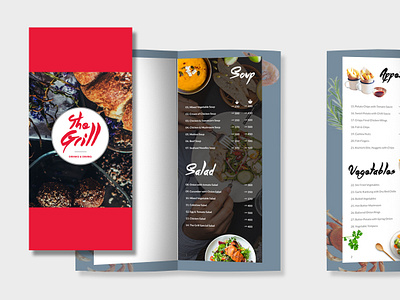 Menu Design for The Grill branding cream creative design illustration logo menu card menu design print media printing design typography user experience