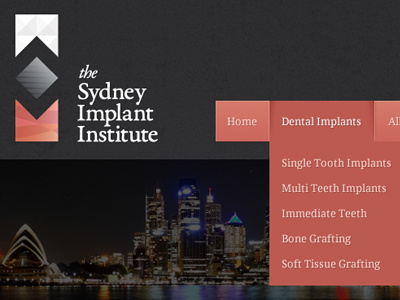 The Sydney Implant Institute dropdown header navigation