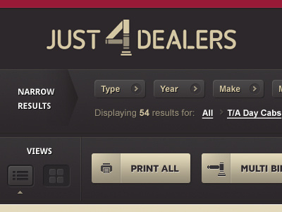 Just 4 Dealers controls design interface system ui website
