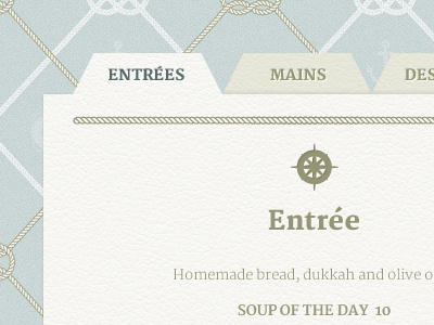 Anchorage Restaurant css design menu paper tabs ui website