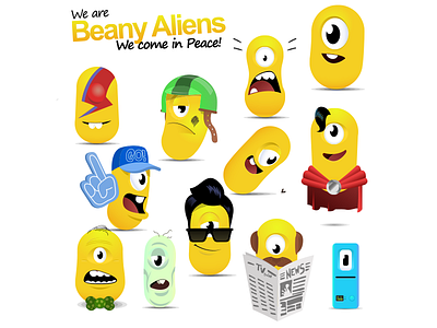 Beany Aliens [finished] aliens bean illustration yellow