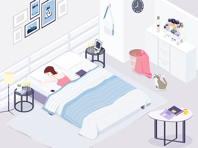 Bedroom bedroom blue isometric leithink life sleep