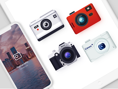 Camera Icon camera flat grey icon red ui