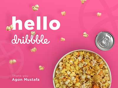 Hello Dribbble! creation debut dribbble first shot hello invite pink popcorn thanks