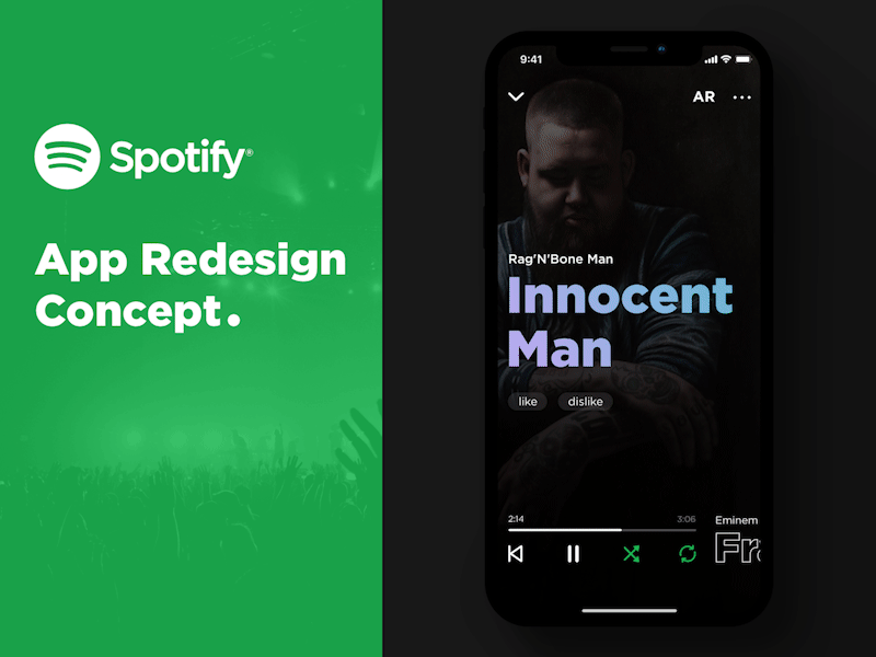 Spotify App Redesign Concept AR animation app ar augmented reality concept ios music music app player redesign social network spotify