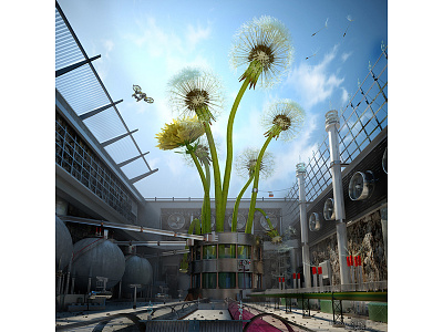 industry dandelions 3d art cg dandelions