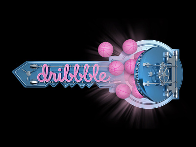 dribbble key 3d render 3d rendering ball concept congratulation dribbble key open safe winning