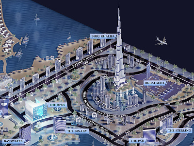 Dubai Downtown 3d 3dmap downtown dubai dubai map rendering