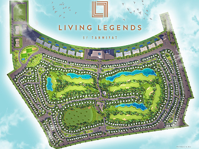 Dubai Living Legends 3d graphic 3d rendering map master plan rendering top view village