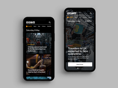 BBC News App app design apple bbc branding covid19 design identity logo minimal news newsfeed newspaper typography ui ux