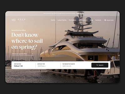 Yacht Booking Website clean minimal sailing sailor travel travel app travel website typography ui ux web yacht yacht club yachting