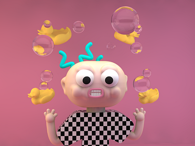 Crazy Ed 2018 3d bubbles c4d character illustration poster art colours colour pop
