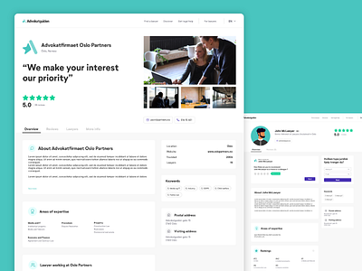 Lawyer's agencies on Advokatguiden advokatguiden agency clean data data driven desktop minimalism minimalist profile profiles ui ui design user webdesign