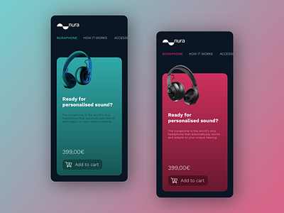 Nuraphone app colors france headphone ios mobile music nuraphone shop ui webdesign