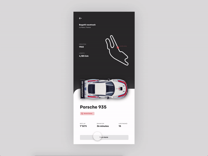Porsche Experience App animated app car concept design france gif ios mobile porsche ui ux webdesign