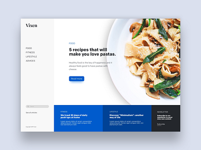 Vixen - lifestyle magazine concept design desktop france homepage landing page magazine minimal ui ux webdesign website