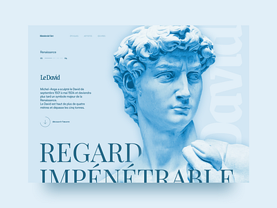 David - Histoire de l'Art art blue brutalism concept david design france history illustration minimal statue ui webdesign website