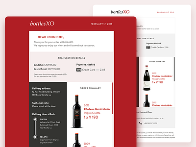 Email template BottlesXO bottles bottlesxo delivery email template wine xo