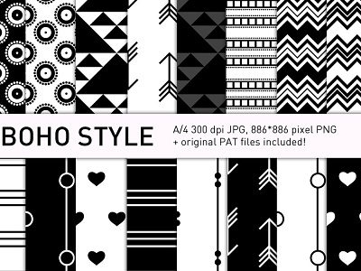 Boho style black and white geometric pattern set abstract black and white boho chic design geometric geometry illustration modern pattern pattern set