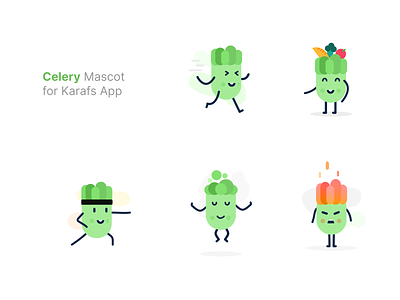 Celery Masco for Karafs App celery character design health character karafs mascot mobile app
