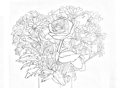 Valentine Flowers drawing flowers graphite meditation observation