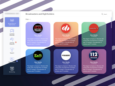 Tv Project for Broadcasters and Rightholders concept crm design skech ui ux web web deisgn