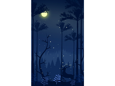 Night forest illustration ui