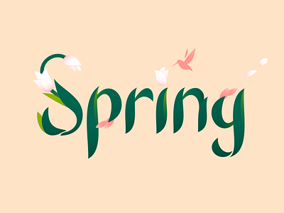 Spring branding design floral illustration lettering plant spring typography ui vector
