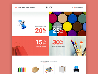 Art supplies site home page art art supplies artist flat home page homepage split ui ux web design website