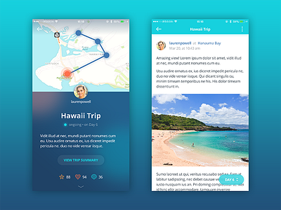 Travel journal app concept app design feed jounal map mobile travel trip ui