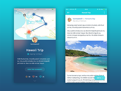 Travel journal app concept