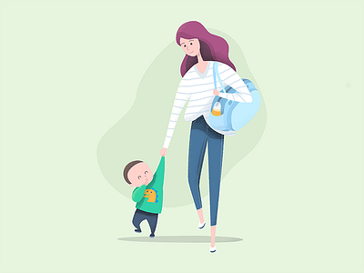 Mom and Son character design illustration mom people son ui ux vector