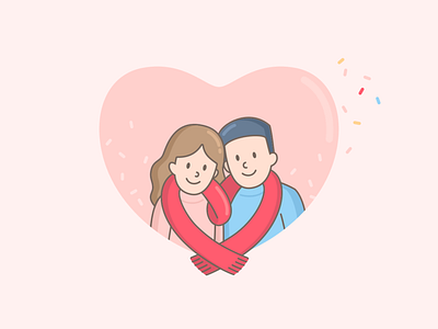 Valentine couple design illustration people scarf sweet valentine vector