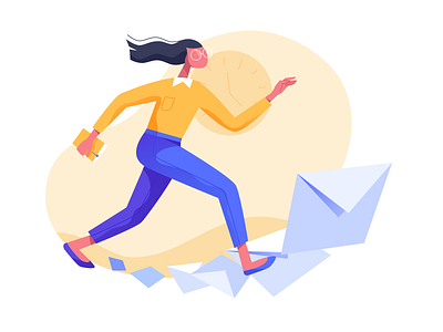 Run design illustration mail office people run ui vector