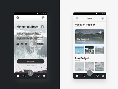 Travel App design - Desaturate Theme