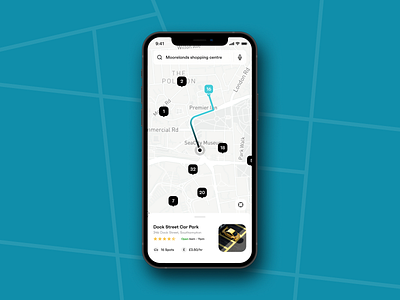 Parkable navigation app map mockup parking ui