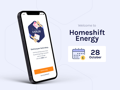 Homeshift Energy set up app energy mobile mockup success ui